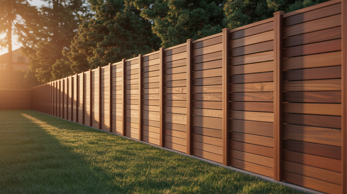 Beautiful wooden fence at sunset